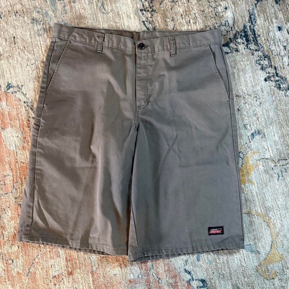 Dickies Mens Y2K Baggy Skater Work Shorts Grey Brown Size 36 Loose Fit Grunge